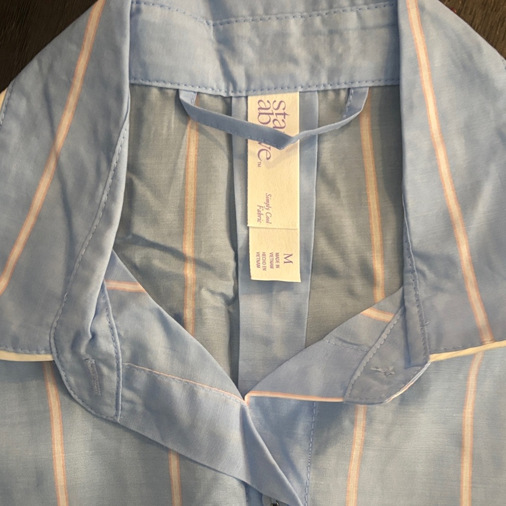 Stars Above Light Blue and White Striped Pajama Set - Picture 3 of 8